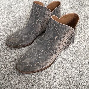 Lucky Brand Snakeskin Ankle Boots - Gray and Tan